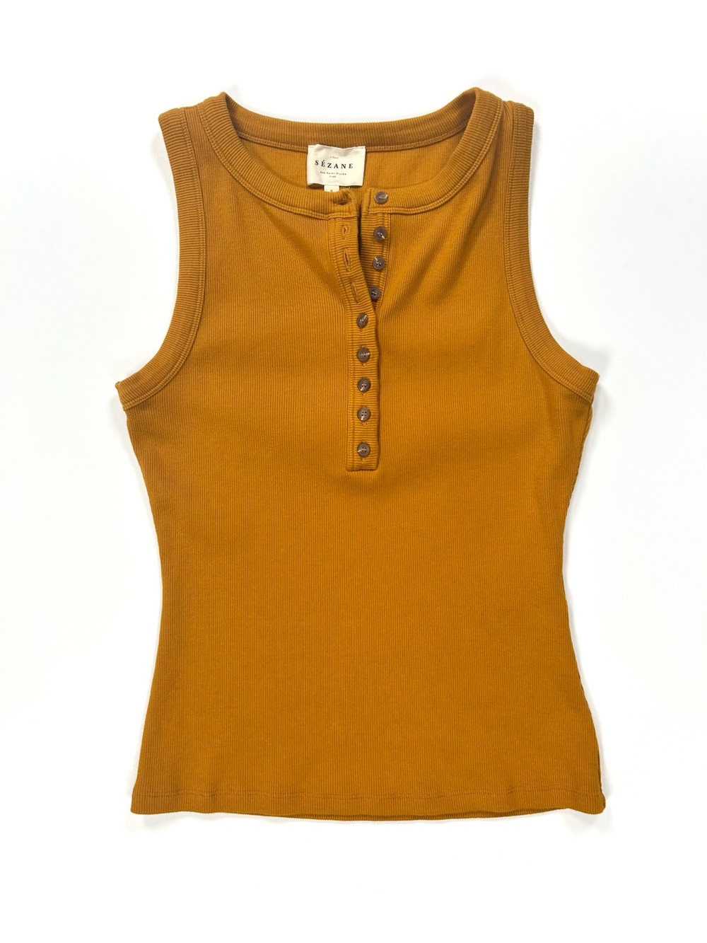 Sezane Felicien Tank Top Women’s Small Ribbed Button Front Henley